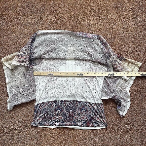 Reba Top Attached Poncho Large Western Boho Rhinestone Stretchy Made in USA - Picture 6 of 8